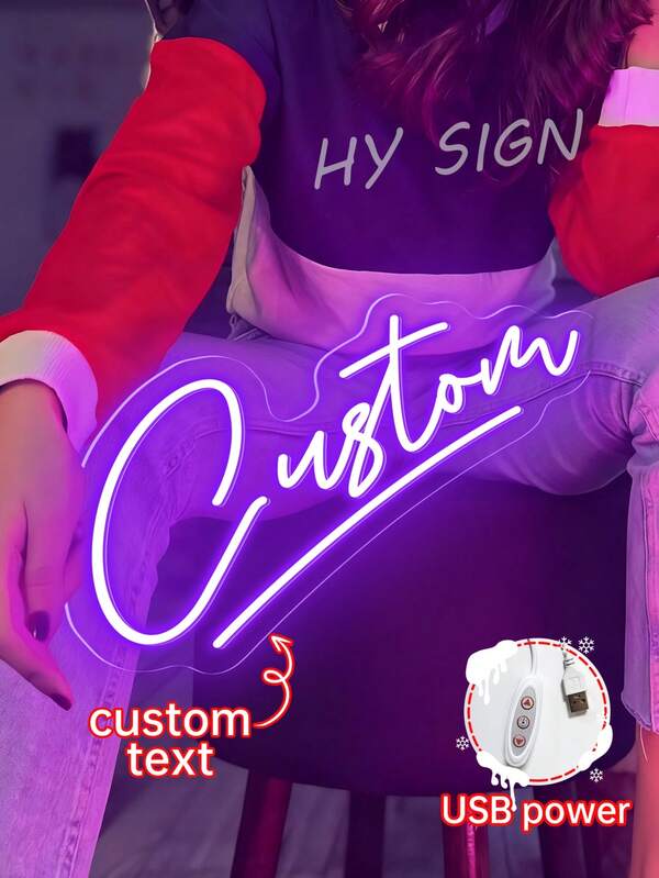 Letreiro de luz neon personalizado, decorações de Natal, decoração para casa, letreiro de neon LED personalizado, decoração para festa, letreiro de neon de casamento, presentes de festival personalizados para amigos, alimentação por USB, tamanho (5 a 20 polegadas).