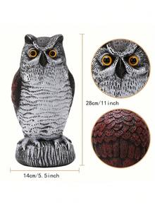 360° 旋转头逼真猫头鹰惊吓鬼，旋转头猫头鹰驱鸟器，塑料驱鸟器，逼真设计的花园保护器，用于户外害虫控制，户外装饰 - 非常适合花园、庭院和家居装饰 | 室内/室外使用 | 无需电源