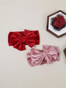 3pcs/Set Velvet Bow Baby Headbands, Solid Color Winter Fashion Infant Hair Accessories Set