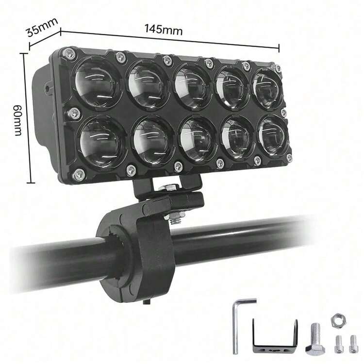 2 piezas Luces Faro de auxiliares 5 modos led de iluminación Con luz estroboscópica y ojo de demonio rojo, lupa LED de 10 ojos, adecuado para motocicletas y automóviles - Negro - Añade 7