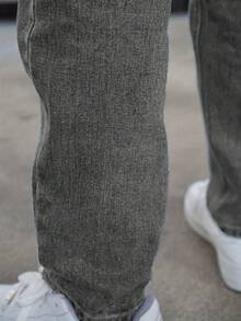 男士休闲修身紧身牛仔裤 - 适合所有季节 - 深灰色 - 查看 5