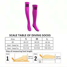 HISEA 1 Pair Women's Long Diving Socks; Women's Beach Snorkeling And Swimming Socks; Goddess Extended Beach Socks - Hot Pink - View 6