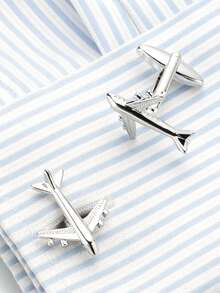 战斗机形状袖扣，有趣的飞机设计袖扣，法式袖扣 - 飛機 - 查看 2