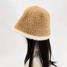 1pc, Ladies' Soft Plush Bucket Hat, Autumn And Winter Warm Headwear, Ladies' Christmas Gift, Charming Outdoor Accessory. Winter Gear