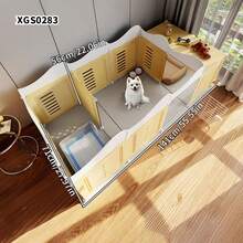Pet Fence, Dog Barrier With Litter Box, Indoor Use For Small/Medium Dogs, Freestanding Combination Dog Crate - Multicolor - View 4