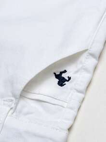 Young Boys Embroidered Logo White  Casual Pants For Spring And Autumn, Back To School Outfits