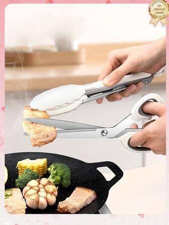 2 st/1 st grillsaxar i rostfritt stål, mattångset, extra långa och tjocka kött- och fågelaxar, bekvämt grepp, halkfritt silikonhandtag, värmetålig, lämplig för sammankomster, fester, jul, nyår