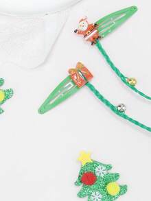 Clips para el cabello trenzado de edición limitada de Navidad en rojo y verde, clips para el cabello trenzado con cuentas con diseños de Papá Noel/árbol de Navidad/regalo/corona, clips para el cabello trenzado de colores, decoraciones lindas de clips laterales