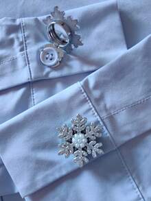 Set de 2 botones de copo de nieve elegantes de Navidad, set de botones para camisa, set de botones de clip, set elegante de gemelos con cristales, adecuado para decoración de esmoquin y vestido de boda - Flor - Ver 8