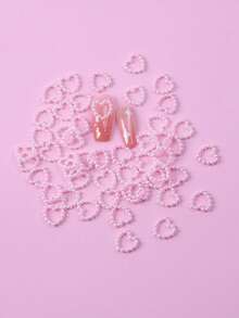 50 Peças de Ornamentos de Unha em Forma de Coração com Pérolas, Decorações de Arte de Unha 3D com Pérolas, Ornamentos de Unha Fofos, Suprimentos de Arte de Unha para o Dia dos Namorados, Artesanato de Unha com Pérolas em Forma de Coração Vazado Rosa e Branco, Decorações de Unha