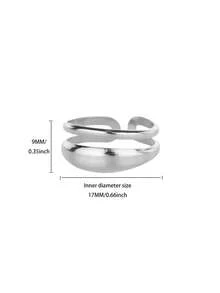 1 pieza Anillo doble grueso minimalista para mujer, chapado en oro de 18K, de acero inoxidable con diseño geométrico abierto, regalo de joyería para boda o Navidad - Multicolor - Ver 8