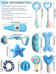 Puppy Teething Toys - Puppy Teething Toys, New Puppy Teething Rings And Durable Ropes, Small Dog Blue Rubber Toy Set, Cute Interactive Ball For Small Dogs - Multicolor - View 2