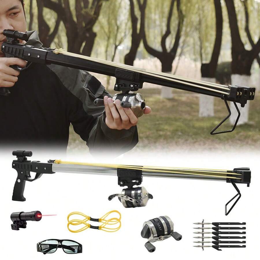 1set Outdoor Hunting Retractable Slingshot Set, High-Quality Shooting Equipment, Special Set For Shooting Practice And Competition, Holiday Gifts And Birthday Gifts For Family And Friends - 彩色 - 查看 1