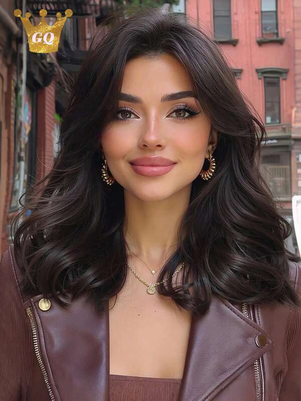 14 Inch Wavy Black Brown Wig, Heat Resistant Synthetic Fiber Natural-Looking Hairpiece For Women | Daily Wear, Party & Casual Style