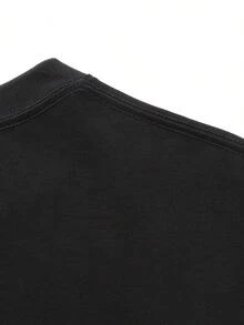 Summer Women's Short Sleeve Printed T-Shirt, Pure 220g Heavyweight Printed T-Shirt, Women's Fashion  Outfit; Double Needle Collar, Reinforced Shoulder Stitching, High-Quality Pure T-Shirt - màu đen - Xem 4