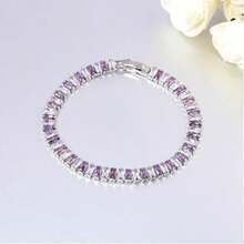 1pc Fashionable Luxury Unique 925 Silver Zirconia Geometric Square Bracelet, Suitable For Women, Wedding, Holiday, Gift, Party, Banquet