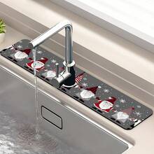 1pc, New Year's Christmas Diatom Mud Faucet Absorbent Pad, Bathroom Faucet Splash Pad, Moisture-Proof Anti-Slip Faucet Pad, Kitchen Counter Accessories. - Multicolor - View 21