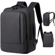 1个大容量旅行背包，男女通用，可扩展，户外沙滩包，学生包，笔记本电脑包，多功能背包，防水防刮面料，休闲商务风，假日旅行必备，复古背包，露营旅行包，冬季返校复古笔记本电脑包，男士运动休闲包，礼品袋，徒步背包，周末旅行包，背包，必备大容量旅行包，复古春季包 - 黑色 - 查看 1