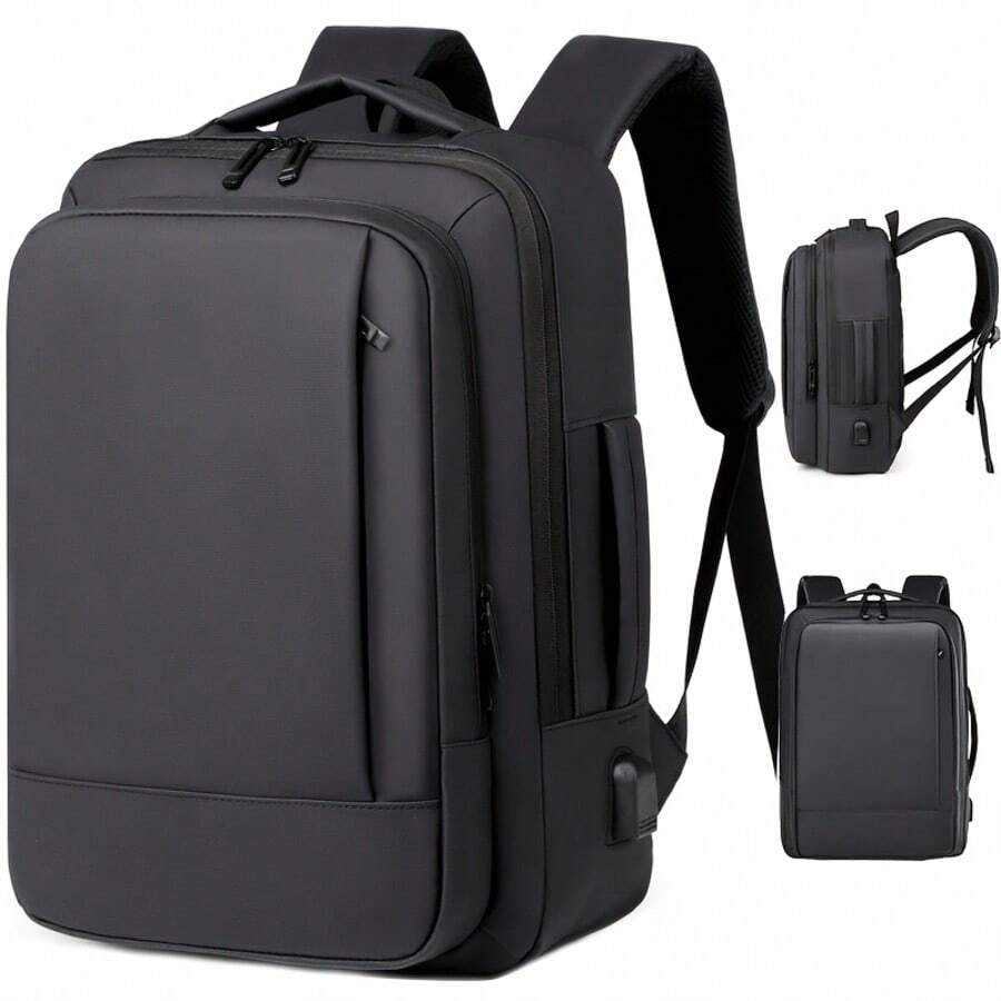 1个大容量旅行背包，男女通用，可扩展，户外沙滩包，学生包，笔记本电脑包，多功能背包，防水防刮面料，休闲商务风，假日旅行必备，复古背包，露营旅行包，冬季返校复古笔记本电脑包，男士运动休闲包，礼品袋，徒步背包，周末旅行包，背包，必备大容量旅行包，复古春季包 - 黑色 - 查看 1