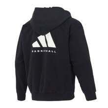 Adidas Men's/Women's Unisex Knit Fleece-Lined Hooded Jacket, ADI BB FZ HOODY, Loose Fit, Polyester Fabric, Black, KB3064 - Black - View 2