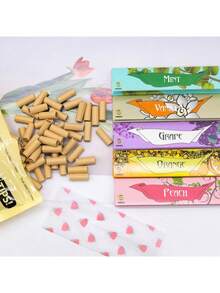 6 Peças Conjunto de Acessórios Portáteis, Papéis de Seda Estampados, 120 Peças Filtros de Saco Grande, Papéis de Seda Grandes de 110mm, Queima Uniforme, Acessórios, Ideal para Presentes de Férias e Festas, Natal