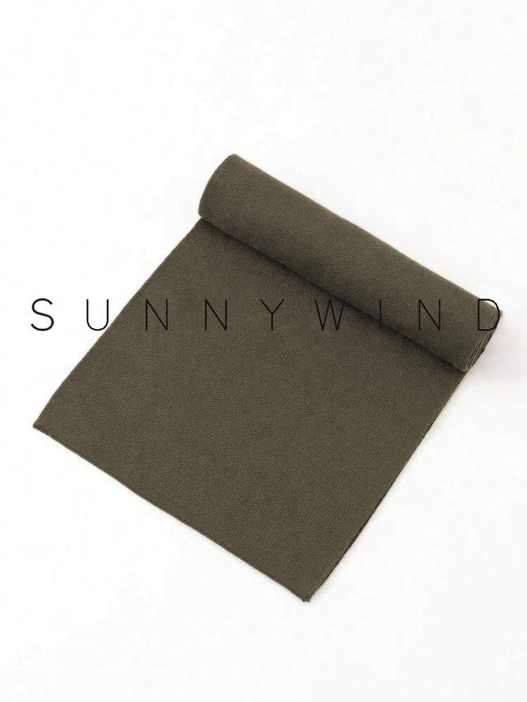 1pc Men's Solid Color Knitted Polyester Scarf, Minimalist & Versatile For Daily Use - Brown - View 2
