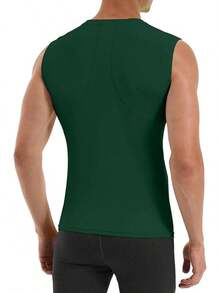 GYHSRunhit Sleeveless Compression Shirt Men Top Athletic Muscle Shirts Men - 墨綠色 - 查看 3