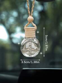 Car Mounted Cross Perfume Bottle Pendant Essential Oil Empty Bottle Car Mounted Rope Pendant 10ml Glass Bottle Fragrance Volatilization - Multicolor - View 4