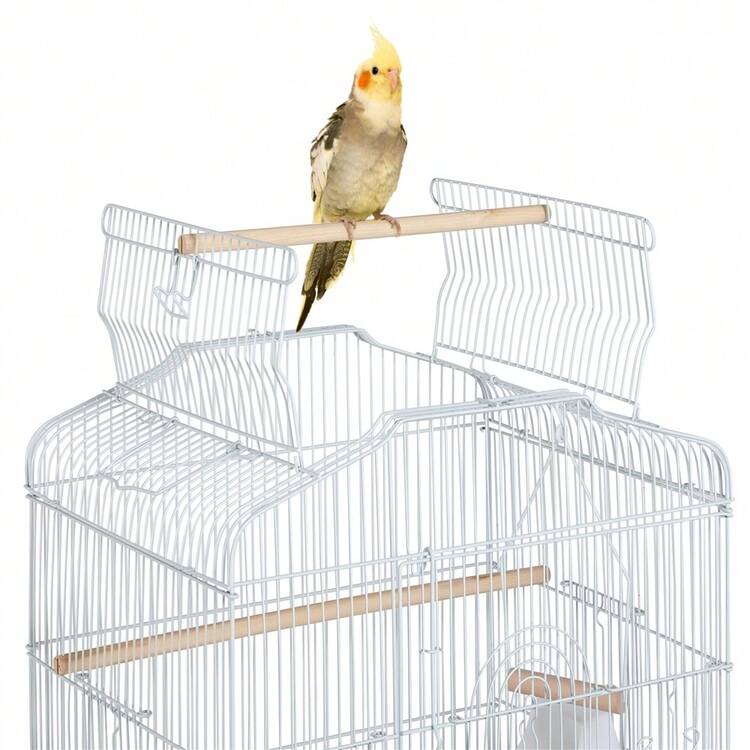 Butterslay 1PC 64″H Metal Open Top Bird Cage Rolling Parrot Cage For Budgie Parrot Canary Cockatiel - 白色 - 查看 4