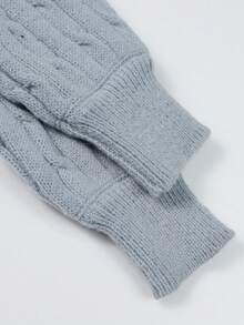 1件少女休闲宽松舒适时尚户外麻花针织加厚长袖毛衣，适合春、秋、冬季穿着。 - 灰色 - 查看 6