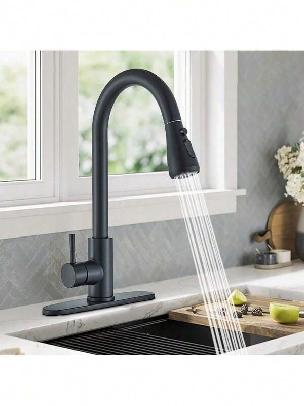 Kitchen Faucet With Pull-Down Spray Single Handle High Arc Commercial Stainless Steel Brushed Nickel Kitchen Sink Faucet With Deck Suitable For Bar Laundry RV Farmhouse