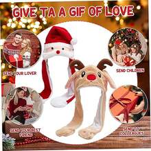 圣诞老人麋鹿毛绒帽，带可活动胡须的圣诞帽，趣味毛绒装饰帽，圣诞派对装饰帽，家居装饰，圣诞帽，圣诞装饰品，家居圣诞礼物，圣诞装饰 - 卡其色 - 查看 4