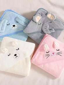Toalla con capucha personalizada para bebé - Albornoz con capucha suave con forma de animal, adecuado para recién nacidos y niños pequeños | Regalo de bautizo, esencial para la guardería, todas las estaciones, orejas de animal 3D, regalo de baby shower, regalo perfecto - Multicolor - Ver 8