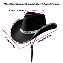 Juego de 3 sombreros de vaquero estilo occidental, sombrero de vaquero con borde plateado brillante, sombrero de vaquero brillante de poliéster, accesorios de decoración para fiestas de disfraces, adecuado para eventos, fiestas, bailes de disfraces, bodas, eventos navideños y suministros para fiestas - Multicolor - Ver 8