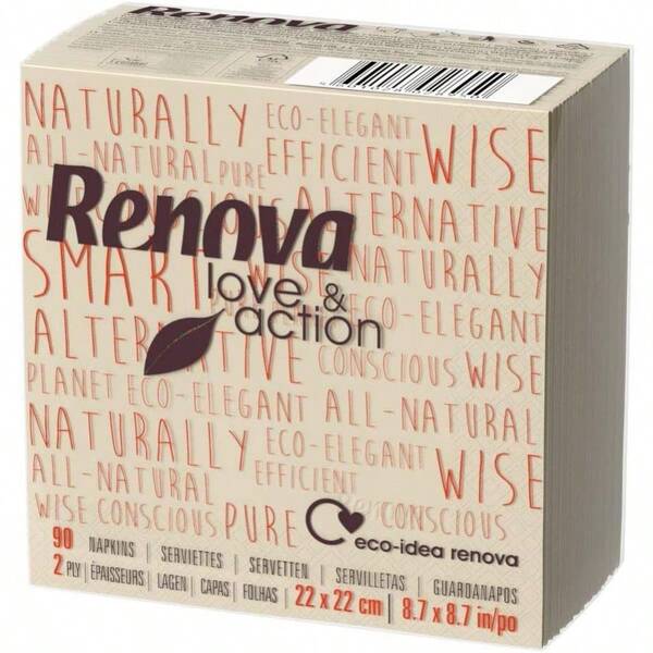 LoveandAction Paper Napkins 90 Eco Friendly Napkins Cocktail Size 2 Ply Kraft Color FSC® Certified