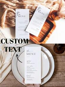 20pcs Custom Elegant Minimal Wedding Menu, Personalized Modern Script Dinner Menu, Editable Reception Menu, Minimalist Wedding Menu Card, Custom Menu Template, Elegant Wedding Supplies, Wedding Reception Menu, Engagement Party Menu, Bridal Shower Menu, Anniversary Dinner Menu, Customizable Menu Design - Multicolor - View 3