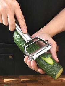 三合一不锈钢双头水果削皮器家用多功能果蔬削皮器厨房萝卜土豆刨丝器 - 白色 - 查看 3