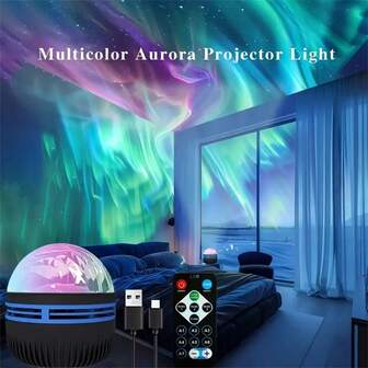 Aurora Atmospheric Projection Lamp With Remote Control - Dimmable USB-Powered For Galaxy Star Projector, Multi-Color Night Light For Home Theater, Camping, Wedding Decor - Modern Tabletop Lighting, Home Theater Lighting, Fantasy Theme Decor,Christmas Gift