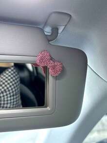 1 pieza Decoración interior del coche DIY Espejo de maquillaje con lazo de strass y estampado de leopardo, estilo lindo Ins, múltiples opciones - Unitalla - Ver 1