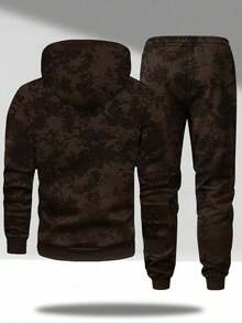 Bộ 2 áo nỉ có mũ trùm đầu nhuộm loang nhẹ và quần jogger có dây rút cho nam, họa tiết in đại bàng, áo nỉ có mũ trùm đầu có dây rút và túi, quần có dây rút ở eo, thích hợp cho trang phục dạo phố mùa xuân, mùa thu, mùa đông, chạy bộ, đi làm, du lịch, hoạt động ngoài trời, quà tặng lý tưởng cho chồng hoặc bạn trai - Nhiều màu - Xem 2