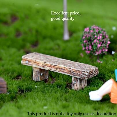 1pcs/Set Solid Wood Double Stool, Moss Succulent Micro Landscape Couple Decoration Gift, DIY Material Resin Retro