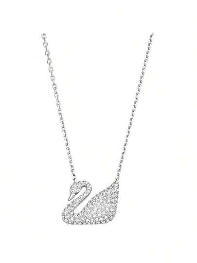 Swarovski SWAN Classic Silver Swan Clavicle Silver Chain Necklace Women Mother's Day Gift Christmas Gift Girlfriend Gift Birthday Gift Fashion Necklace Women