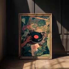 1件时尚音乐主题墙画，非裔美国人印花帆布画，情歌海报，黑胶唱片装饰，适合客厅、卧室、公寓、宿舍装饰，送给音乐爱好者的礼物，可选带框或不带框。 - 彩色 - 查看 4