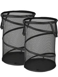 超大号可折叠洗衣篮，网状材质，带提手，适用于洗衣房、浴室、儿童房、大学宿舍、旅行、露营、礼品篮等多种场合。 - 彩色 - 查看 2