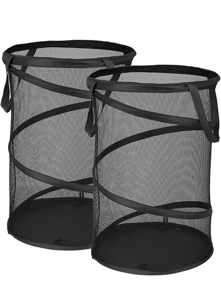 超大号可折叠洗衣篮，网状材质，带提手，适用于洗衣房、浴室、儿童房、大学宿舍、旅行、露营、礼品篮等多种场合。