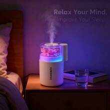 2025 Humidifier For Bedroom BW2, Cool Mist Auto Shut-Off Car Diffuser, 500ml Portable Mini Humidifier With LED Colorful Gradient Light, USB Powered, 2 Mist Modes, For Office, Baby Room, Plants (White) - trắng - Xem 5