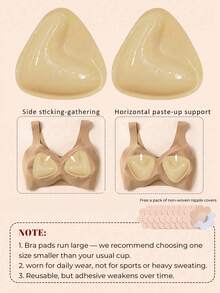 1对双面粘性胸垫 - 透气硅胶三角提拉胸垫，超强提拉，可重复使用 | 适用于无肩带文胸、比基尼文胸、泳衣文胸和运动文胸 | 舒适隐形，打造自然胸型 | 持久耐用 - 彩色 - 查看 16