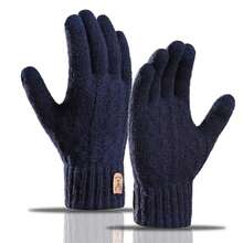 1 Pair Winter Gloves, Touchscreen Fuzzy Knit Gloves, Sensitive Touch Waterproof Windproof Touchscreen Gloves With Zipper, Warm Cycling Gloves, Full Finger Gloves, Outdoor Windproof Ski Riding Cold-Proof Snow Gloves