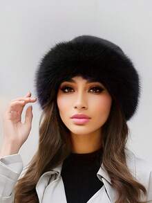 1pc Women's Fluffy Winter Hat, Warm Lining Hat For Autumn/Winter, European & American Korean Style Warm Headwear, Solid Color Cute Versatile, Thick Design, Fashionable Appearance, Thick Mongolian Style, Provides Comfortable Warmth For Outdoor Activities In Cold Weather. - Multicolor - View 11