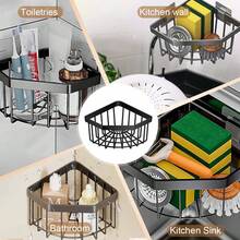 1PC Triangular Draining Basket Multi-Functional Storage Rack, Black Plastic Diamond-Shaped Model, Kitchen Small Tools, Bathroom, Kitchen Storage Rack.